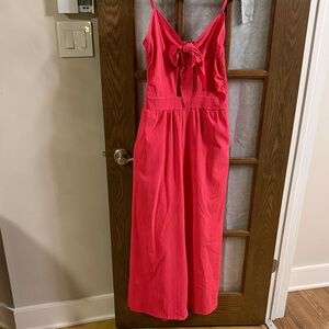 Women's Pink Tie-Front Jumpsuit